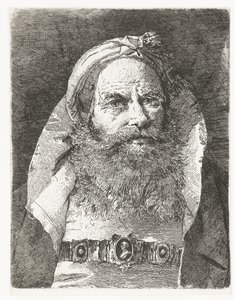 Mann med liten turban Samling av hoder (serietittel) Raccolta di Teste (serietittel) av Giovanni Domenico Tiepolo