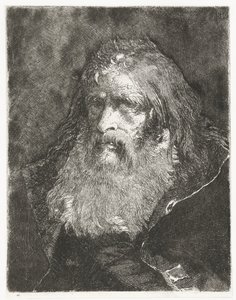 Mann med langt hår og uten hodeplagg Samling av hoder (serietittel) Raccolta di Teste (serietittel) av Giovanni Domenico Tiepolo