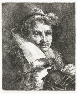 Mann med bart og hjelm Samling av hoder (serietittel) Raccolta di Teste (serietittel) av Giovanni Domenico Tiepolo