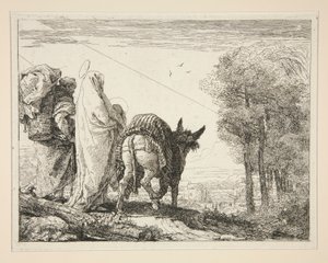 Mary Holding her Child in her Arms, fra serien Idee pittoresche sopra la fuga in Egitto (Flight into Egypt) av Giovanni Domenico Tiepolo