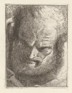 Gammel mann ser nedover, fra Raccolta di Teste (samling av hoder) av Giovanni Domenico Tiepolo