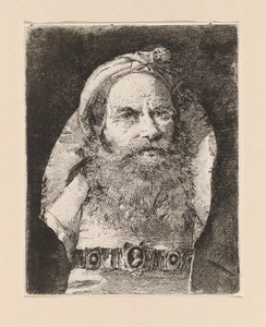 Gammel mann med liten turban, fra Raccolta di Teste (samling av hoder) av Giovanni Domenico Tiepolo