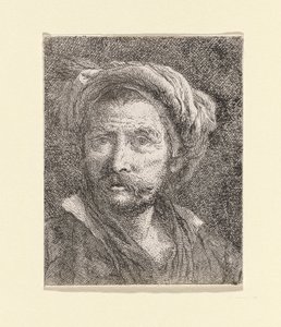 Gammel mann med turban, fra Raccolta di Teste (samling av hoder) av Giovanni Domenico Tiepolo