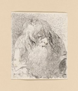 Gammel mann med skjegg og langt hår, fra Raccolta di Teste (Hodersamling) av Giovanni Domenico Tiepolo