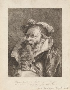 Gammel mann med skjegg, fra Raccolta di Teste (Samling av hoder) av Giovanni Domenico Tiepolo