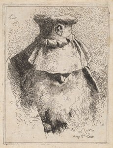 Gammel mann med en stor hatt, fra Raccolta di Teste (Hodersamling) av Giovanni Domenico Tiepolo