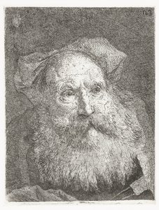 Gammel mann med skjegg Samling av hoder (serietittel) Raccolta di Teste (serietittel) av Giovanni Domenico Tiepolo