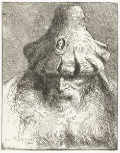 Gammel mann i konisk hatt med spaltekant Samling av hoder (serietittel) Raccolta di Teste (serietittel) av Giovanni Domenico Tiepolo