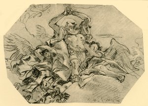 Praying Saint omgitt av engler, 1762, 1928 av Giovanni Domenico Tiepolo