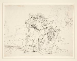 Priam og ledsagere utenfor Trojas murer av Giovanni Domenico Tiepolo