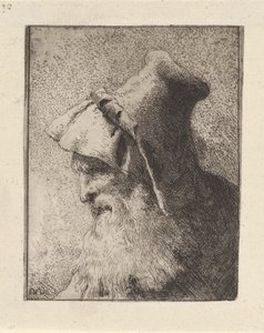 Profil av en eldre mann med skjegg, fra Raccolta di Teste (Samling av hoder) av Giovanni Domenico Tiepolo