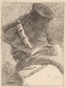 Profil av en gammel mann med hatt av Giovanni Domenico Tiepolo