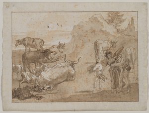 Sauer og kyr av Giovanni Domenico Tiepolo