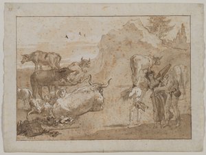 Sauer og kyr, 1790-årene. av Giovanni Domenico Tiepolo