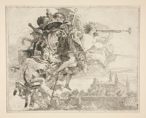 The Arms of Carl Philipp von Greiffenklau, fra serien Picturesque Ideas over the Flight into Egypt (Flight into Egypt) av Giovanni Domenico Tiepolo