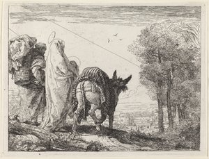Flykten med den hellige familie til venstre av Giovanni Domenico Tiepolo