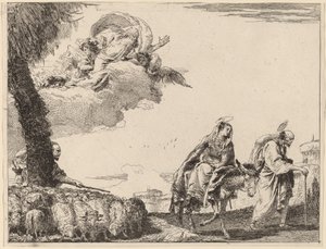 Flykten med den hellige familie til høyre av Giovanni Domenico Tiepolo