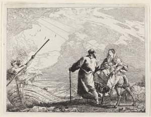 Den hellige familie ved elvebredden av Giovanni Domenico Tiepolo
