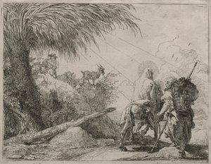 The Holy Family on a Rocky Path, fra serien Idee pittoresche sulla fuga in Egitto (Flight into Egypt) av Giovanni Domenico Tiepolo