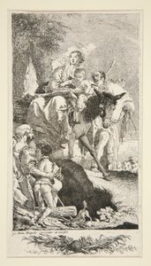 Den hellige familie med tiggeren og hans sønn av Giovanni Domenico Tiepolo
