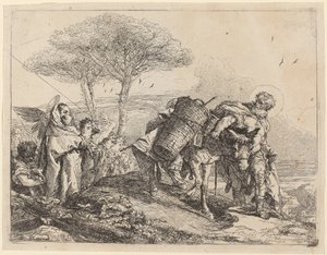 Madonnaen og barnet til venstre, med en fil med engler av Giovanni Domenico Tiepolo