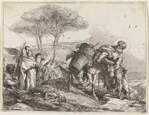 Madonnaen og barnet til venstre, med en fil med engler av Giovanni Domenico Tiepolo