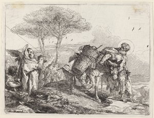 Madonnaen og barnet til venstre, med en fil med engler av Giovanni Domenico Tiepolo