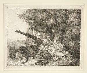 The Rest on the Flight into Egypt, fra serien Idee pittoresche sopra la fuga in Egitto (Flight into Egypt) av Giovanni Domenico Tiepolo