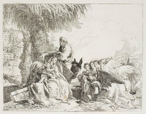 The Rest on the Flight, plate tretten fra The Flight into Egypt av Giovanni Domenico Tiepolo