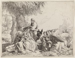 The Rest on the Flight, med Adoring Angels av Giovanni Domenico Tiepolo