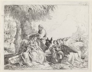 The Rest on the Flight, med Adoring Angels av Giovanni Domenico Tiepolo