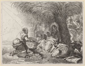 Resten på flukt med Joseph i tilbedelse av Giovanni Domenico Tiepolo
