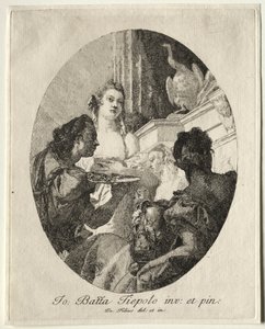 Tre kvinner presenterer gaver av Marc Anthony til Cleopatra av Giovanni Domenico Tiepolo