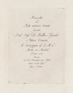 Tittelside, fra Raccolta di Teste (samling av hoder) av Giovanni Domenico Tiepolo