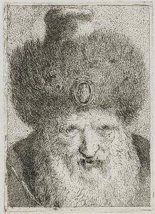 Turk med pelshatt, fra Raccolta di Teste (samling av hoder) av Giovanni Domenico Tiepolo