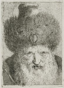 Tyrker med pelshatt, fra Raccolta di Teste (Samling av hoder) av Giovanni Domenico Tiepolo