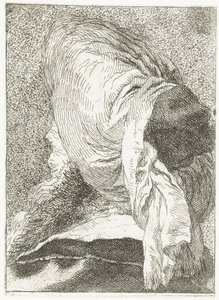 Tyrkisk mann med hodet vendt bort iført turban Samling av hoder (serietittel) Raccolta di Teste (serietittel) av Giovanni Domenico Tiepolo