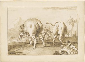To rasende elefanter av Giovanni Domenico Tiepolo