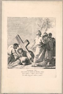 Via crucis - stasjon VII, faller han under korset andre gang av Giovanni Domenico Tiepolo