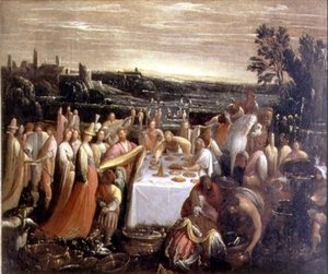 Fest på kanten av en innsjø, 1610-12 av Giovanni Donducci