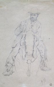 Buttero på hesteryggen (toskansk cowboy) av Giovanni Fattori