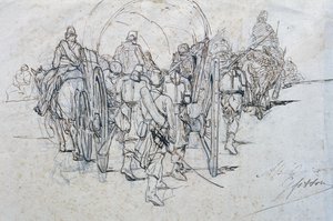 Konvoi av forsyninger på marsj av Giovanni Fattori