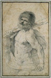 Hercules, 1555 - 1666 (svart kritt på off-white papir) av Giovanni Francesco Barbieri