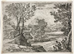 Landskap med en familie, 1643. av Giovanni Francesco Grimaldi