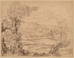 Landskap med en elv og akvedukt av Giovanni Francesco Grimaldi