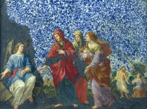 De hellige kvinnene ved graven (olje på marmor) av Giovanni Francesco Romanelli
