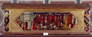 Cassone dekorert med en scene av Palio av S. Giovanni (tempera på panel)