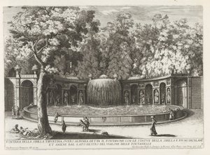 Ovato Fountain in the gardenen van de Villa d