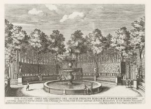 Fontein in de Villa Borghese te Roma To lignende fontener i hagen til Signor precipe Borghese (...) (tittel på objekt) Fontenene i palassene og hagene i Roma (serietittel) Fonteinen in de paleizen en tuinen van Rome (serietittel)