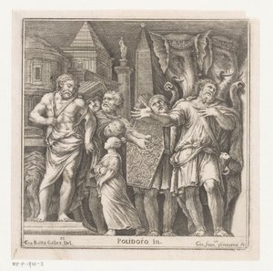 Gruppe med figurer og to elefanter i en by av Giovanni Francesco Venturini
